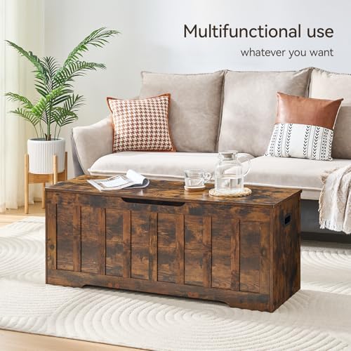 VANKILEY 47.2" Storage Chest Extra Large, Wooden Storage Bench, Rustic Brown - Image 3