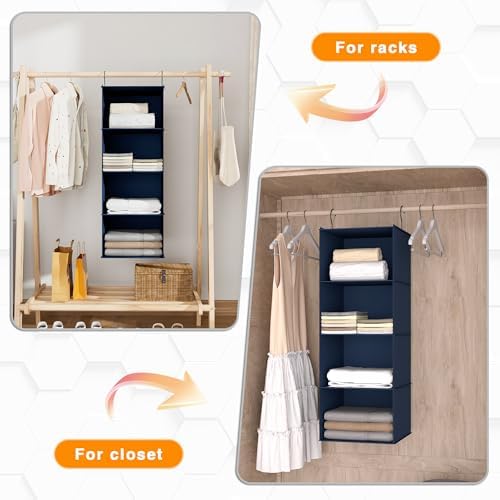Hanging Closet Organizer 4-Shelf, Oxford Fabric Wardrobe Storage - Image 5