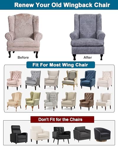 CRFATOP Wingback Chair Covers Stretch Armchair Slipcovers - Image 4