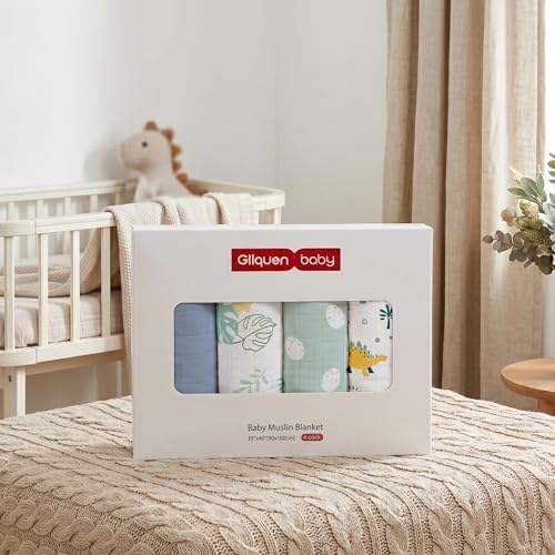 GLLQUEN BABY Muslin Swaddle Blankets 4Pk Receiving Blanket Large 35" x 40" - Image 7