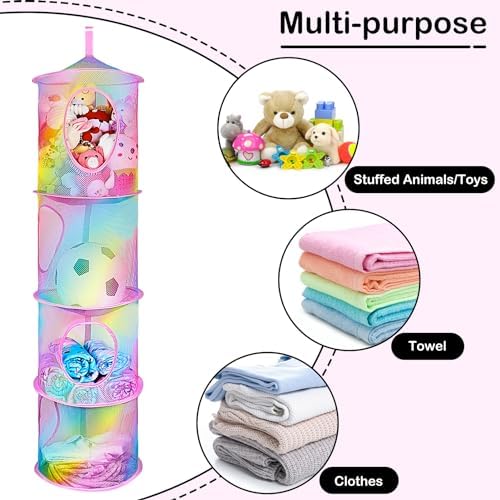 Basumee Hanging Stuffed Animals Storage, 2 Pack Mesh Plush Storage - Image 4
