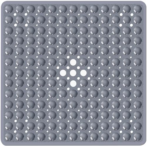Square Shower Mat Bathtub Mat Tub Bath Mat Non Slip Grey 21"x21" by NaolotureHome