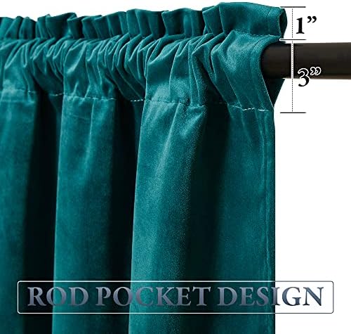 StangH Teal Tassel Velvet Valances Curtains 52x18 Inch, 2 Panels - Image 3