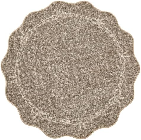 GarveeHome 4ft Round Rugs Washable Scalloped Bow Rug - Image 4