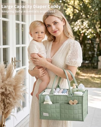 Baby Diaper Caddy Organizer, Portable Nursery Storage Basket - Image 2