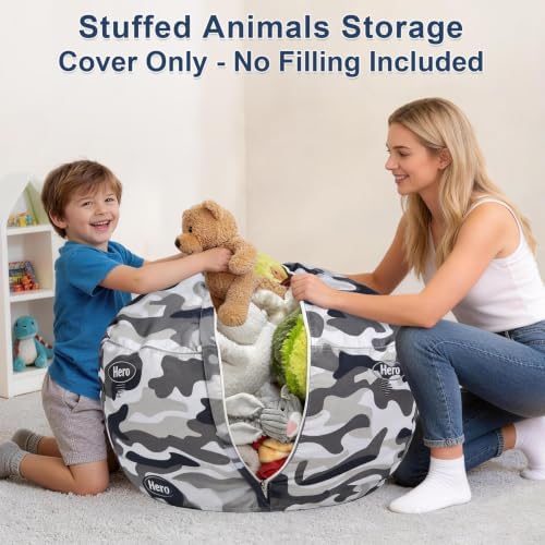Lukeight Stuffed Animal Storage Bean Bag Chair Cover - Image 4