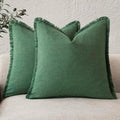 Foindtower Decorative Linen Fringe Throw Pillow Covers 18×18 Pine Green by Foindtower