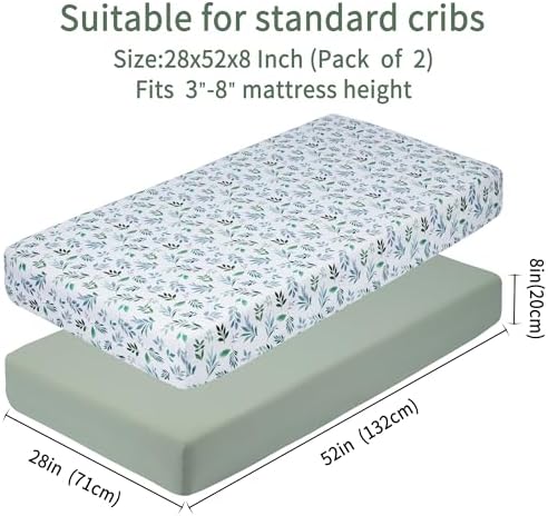 GUNTAIL Baby Crib Sheets for Boys Girls, 2 Pack Fitted Crib Sheet for Standard - Image 6