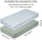 GUNTAIL Baby Crib Sheets for Boys Girls, 2 Pack Fitted Crib Sheet for Standard - Image 6