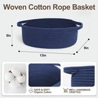 Small Blue Woven Basket, Cotton Rope Kids Dog Cat Toy Bin Box, Cute Baby - Image 2