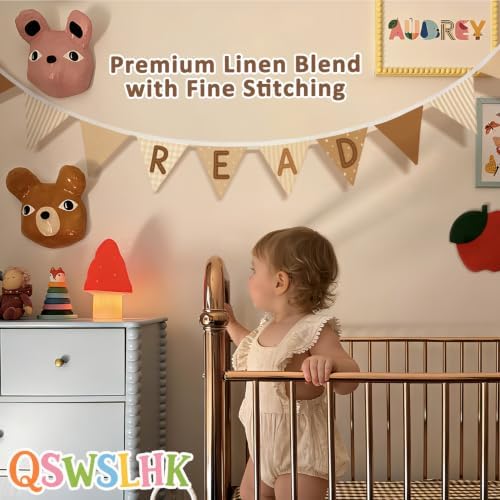 Reading Corner Decor Banner Neutral Brown READ Sign Garland Flags - Image 6