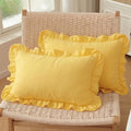 Set of 2 Bright Yellow Ruffle Lumbar Pillow Covers 12x20 Inch, Solid Color by HOSTECCO