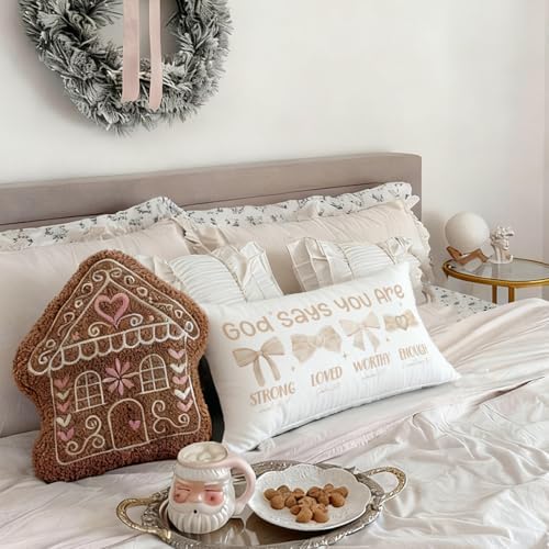 Decorative Beige Bow 12x20 Throw Pillow Cover, Cute Pillowcase - Image 4