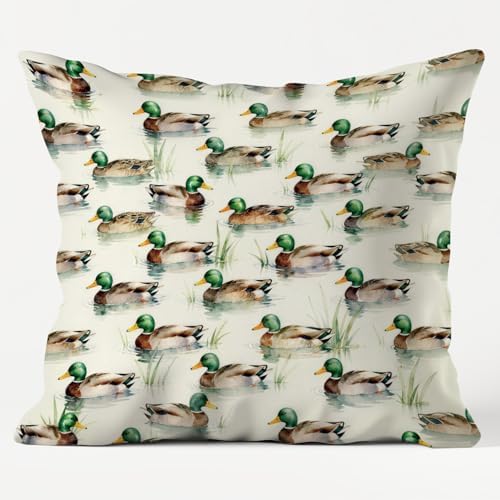 Mallard Duck Pillow Cover 18x18 Double-Sided, Mallard Duck Decor, Rustic by Unknown