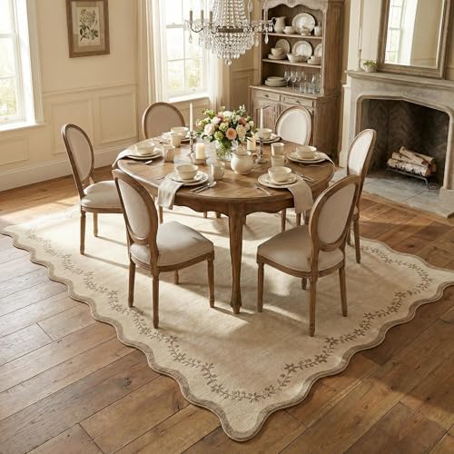 GarveeHome 5x7 Scalloped Area Rug Jute Washable Bedroom Living Room Rug - Image 3