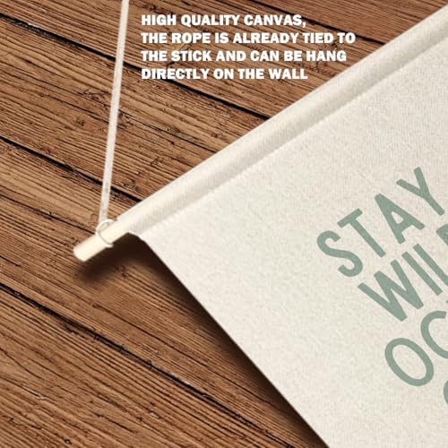 Qpenm Ocean Nursery Decor, Stay Wild Ocean Child Wall Hanging Canvas Banner - Image 6