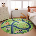 Amazon Basics Kids Washable Round Area Rug, Circle Printed Carpet Play Mat by AmazonBasics