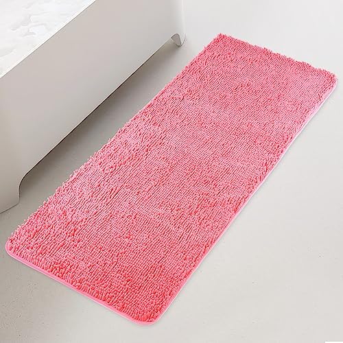 Yeaban Chenille Pink Bathroom Runner Rug 24"x60" by Yeaban