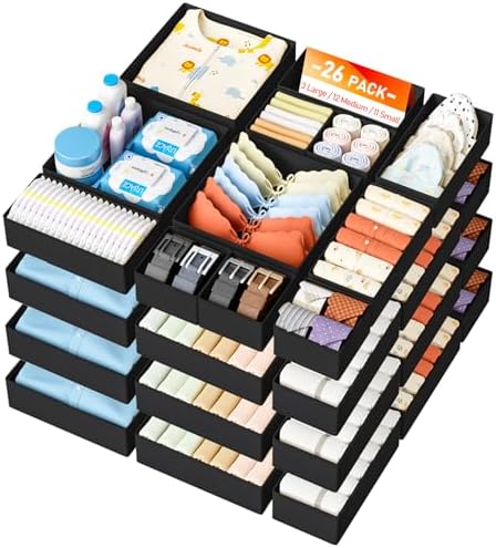 DIMJ Drawer Organizer Clothes- 26 Pack Baby Dresser Organizer by DiMJ