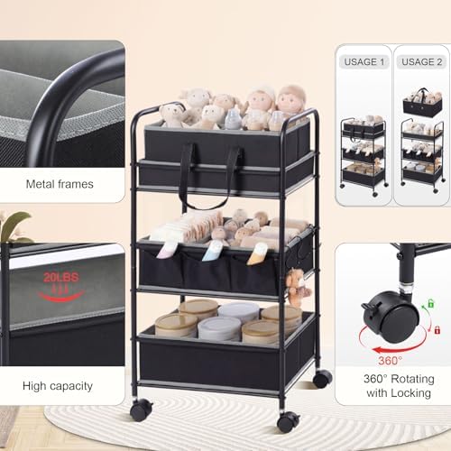 Honeydak 2in1 Baby Diaper Caddy Organizer Cart Bedside Rolling Cart - Image 3