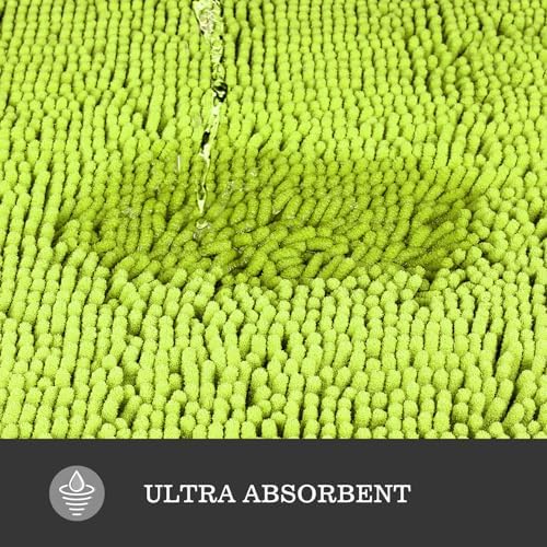 Yeaban Chenille Lime Green Bathroom Rug 40"x60", Non-Slip Rubber Backing - Image 5