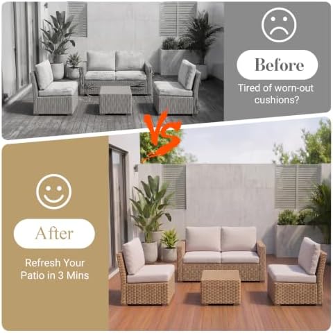 8Pcs Patio Cushion Covers Stretch Outdoor Furniture Protector Slipcovers - Image 4