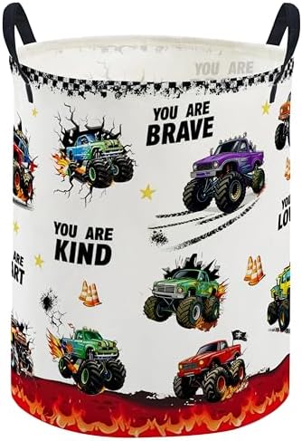 ESSME Laundry Basket, Monster Truck Hamper Collapsible Canvas Storage Bin by ESSME