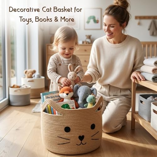 Storage Basket, Large 35L Woven Cotton Rope Baby Bin - Image 2