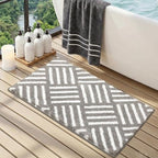 ORTIGIA Striped Gray Bathroom Rugs Non Slip Washable, 20x30 Quick Dry Absorbent - Image 3