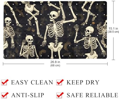 Bathtub Mat Non Slip 26.8x15.1In, Skeletons Dance Bath Mat - Image 4