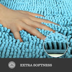 Yeaban Chenille Sky Blue Bathroom Runner Rug 24"x72" - Image 2