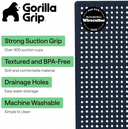 GORILLA GRIP Bath Tub Shower Mat, Bathtub Floor Liner, 35x16 Navy Opaque - Image 2