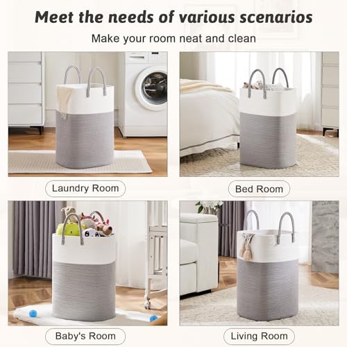 Artfeel Laundry Basket, Woven Cotton Rope Laundry Hamper, 40L Versatile Storage - Image 5