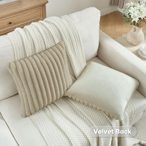 FUTEI Pack of 2 Faux Fur Throw Pillow Covers 22x22 Inch - Image 4
