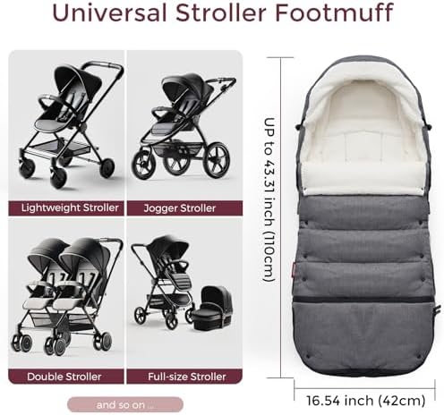 Momcozy Universal Stroller Footmuff, Plush Weatherproof Bunting Bag - Image 5