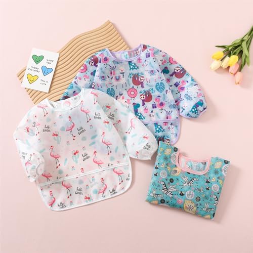 3 Pack Long Sleeve Bib, Baby Smock - Image 3