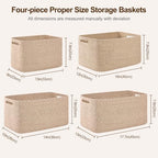 OIAHOMY 4 Pack Storage Baskets for Organizing 30L Cube Storage Bins Brown - Image 2