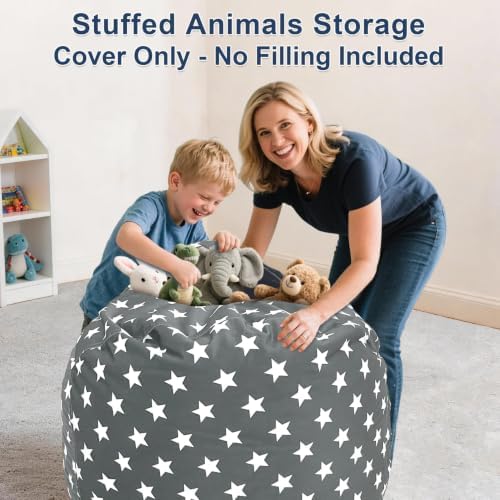 Lukeight Stuffed Animal Storage Bean Bag Chair Cover - Image 4