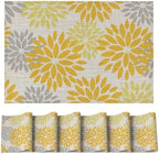 Artoid Mode Floral Plastic Placemats Set of 6, 12x18 Inch Washable Non-Slip by ArtoidMode