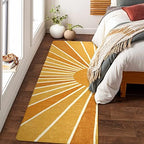 Lahome Boho Hallway Runner Rug 2x6, Non-Slip Washable Rainbow Sun Rug - Image 4