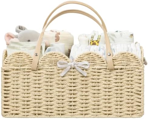 HBlife Baby Diaper Caddy, Paper Rope Storage Baskets Nursery Bin by HBlife