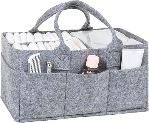 Sammy & Lou Collapsible Light Gray Felt Storage Caddy, Divided Design To Keep - Image 5