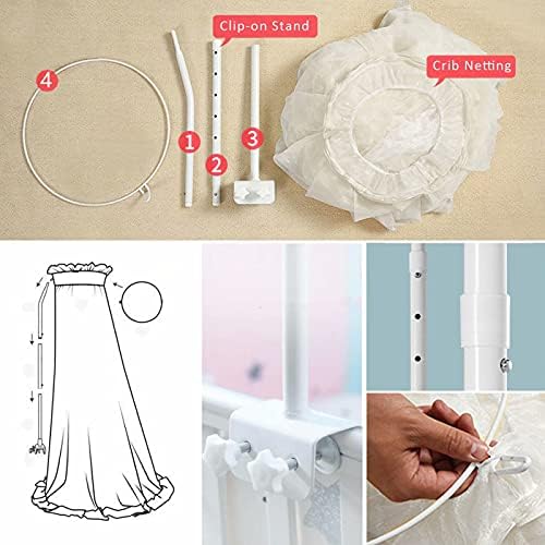 Baby Bed Canopy with Adjustable Clip-on Stand Baby Crib Cot Net Tent Hanging - Image 3