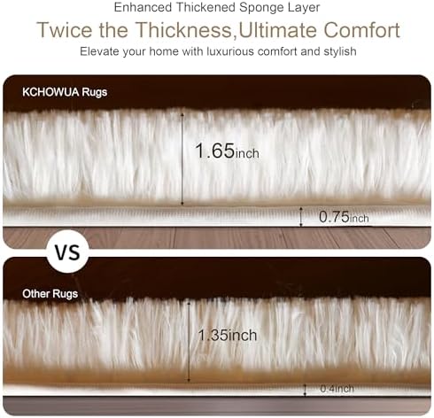 3x5 Thick Cream White Fluffy Shag Rug - Image 3