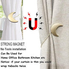 Magnetic Curtain Tiebacks Metal 1 Pair Metal Moon Curtain Clips Rope Holdbacks - Image 3