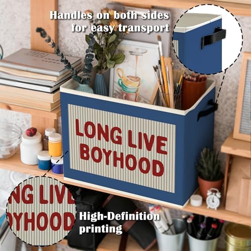Red Long Live Boyhood Boys Storage Bins Box - Image 5