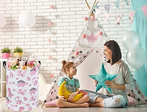 Pink Dinosaur Hamper, Kids Laundry Basket, Dinosaur Basket, Toy Organizer - Image 5