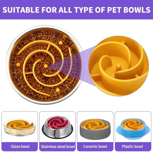 Slow Feeder Dog Bowls Insert, Animire Soft Silicone Slow Eating Dog Food Bowl - Image 3