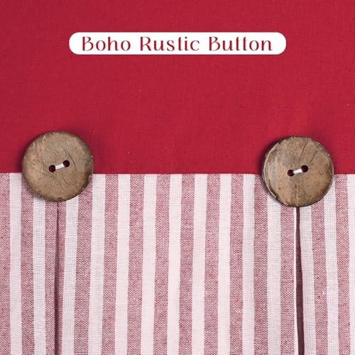ASPMIZ Linen Kitchen Curtains 24 Inch Length, Farmhouse Boho Button Kitchen - Image 4