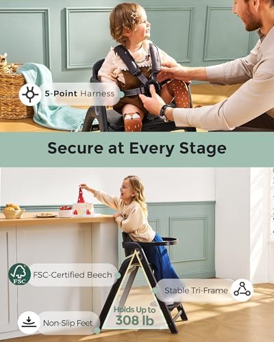 Momcozy 5-in-1 Wooden High Chair - Image 6
